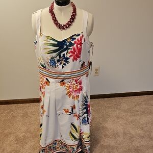 Eva Mendes for New York & Company Floral White Midi Dress